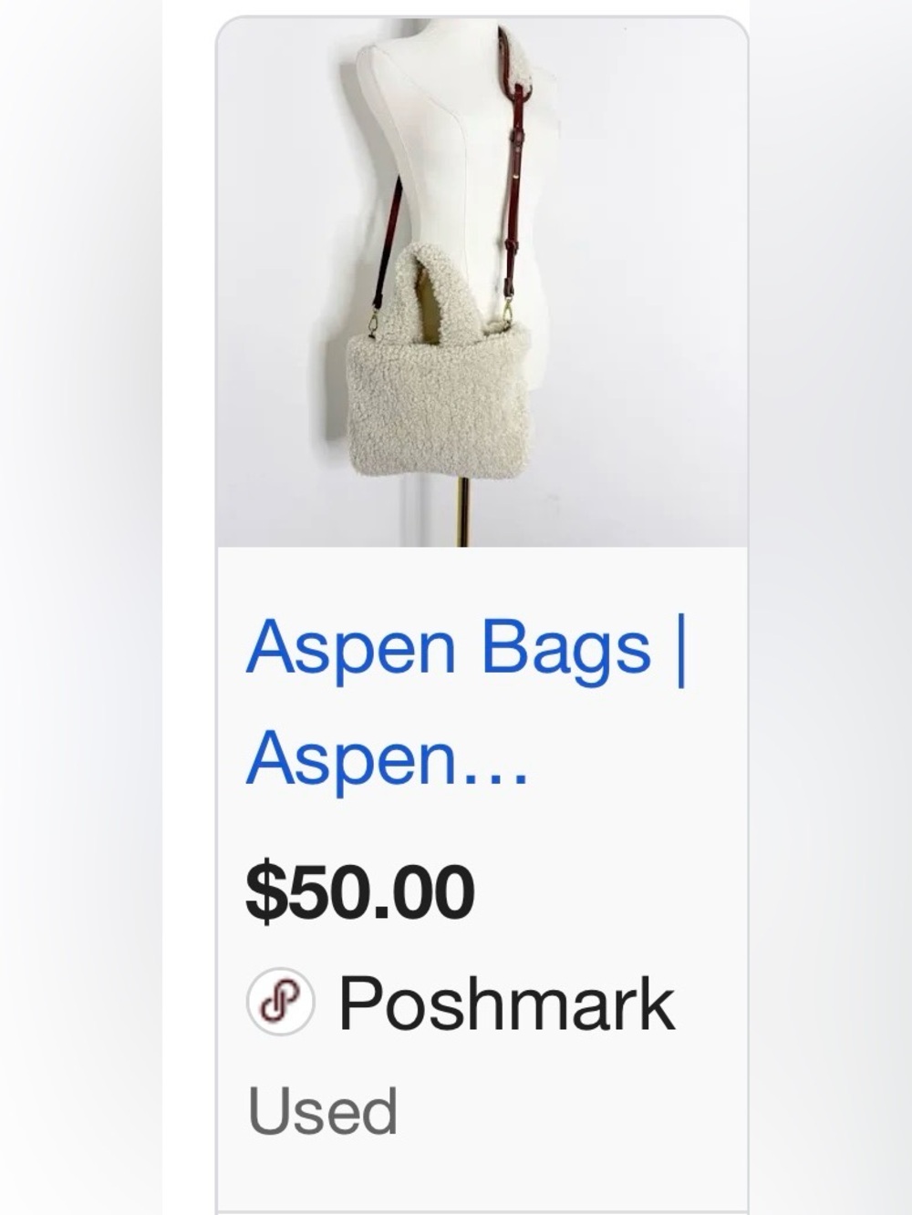 ASPEN SHERPA CROSSBODY HANDBAG TEDDY BEAR WITH REMOVABLE CROSSBODY STRAP NWT - Picture 7 of 8